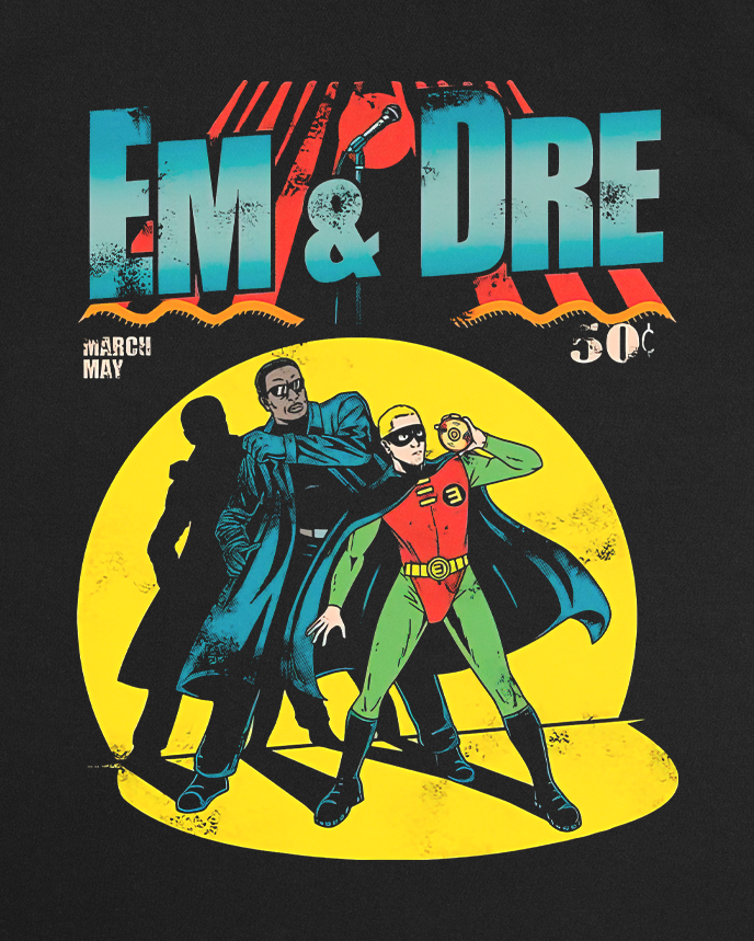 "Em & Dre" Comic Book Style Sweatshirt - Hip-Hop Legends Graphic Design