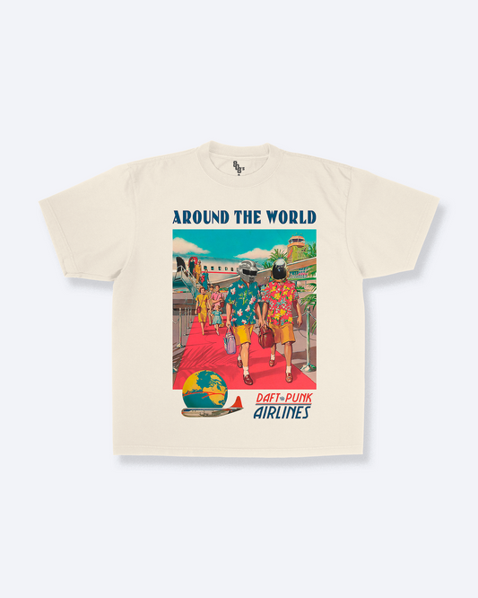 Around The World Airlines - Vintage Advertising Style Tee