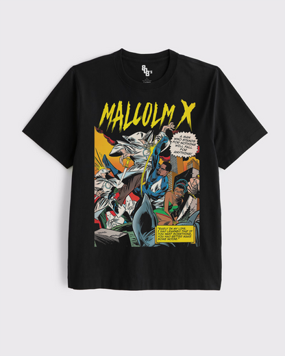 "Malcolm X" Vintage 90s Superhero Comic Style Tee