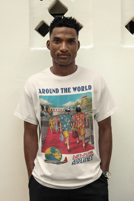 Around The World Airlines - Vintage Advertising Style Tee